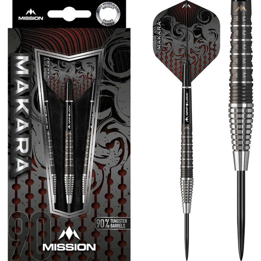MISSION - MAKARA - M2 - GRAPHITE PVD BLACK - STEEL TIP DARTS - 90% - 21g/23g/25g
