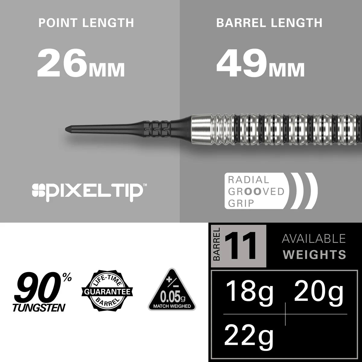 TARGET - EXO - 11 - SOFT TIP DARTS - 90% - 18g/20g