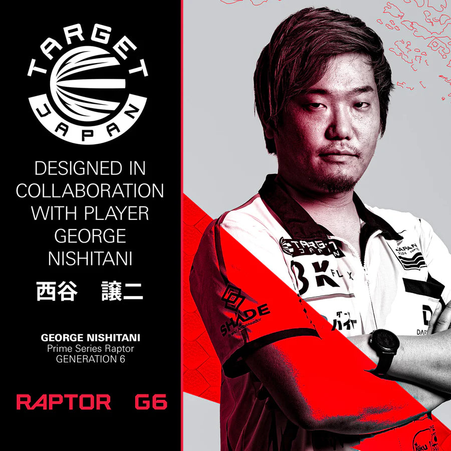 TARGET JAPAN - GEORGE NISHITANI - PRIME SERIES - RAPTOR - G6 - SWISS POINT DARTS - 90% - 22g/24g