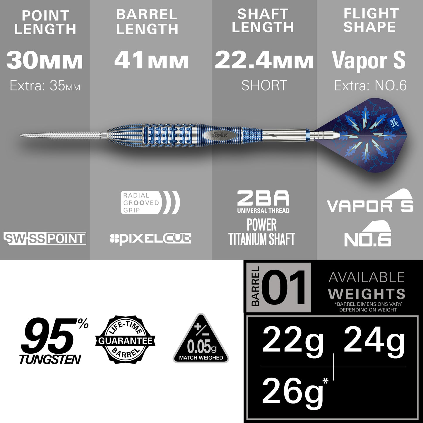 TARGET - PHIL TAYLOR - POWER - Gx2 - SWISS POINT - 95% - 22g/24g/26g