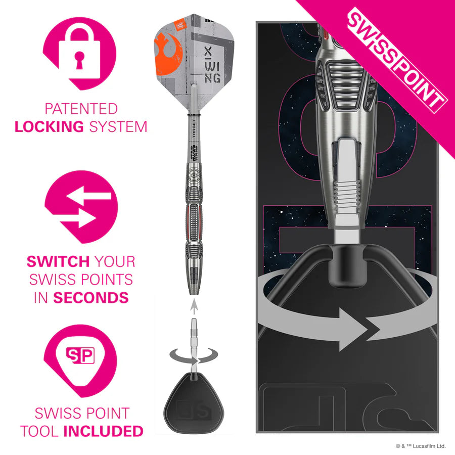 TARGET - STAR WARS - X WING - STEEL TIP DARTS - 90% - 22g/24g/26g