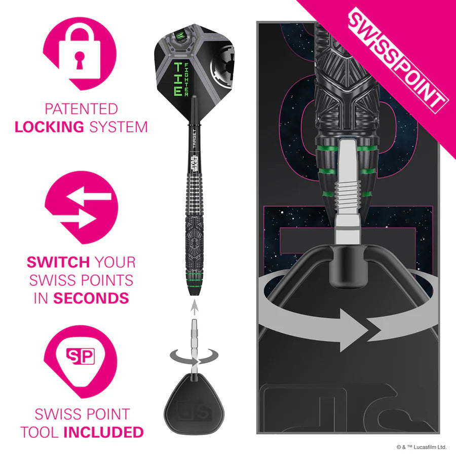 TARGET - STAR WARS - TIE FIGHTER - STEEL TIP DARTS - 90% - 23g/24g/25g