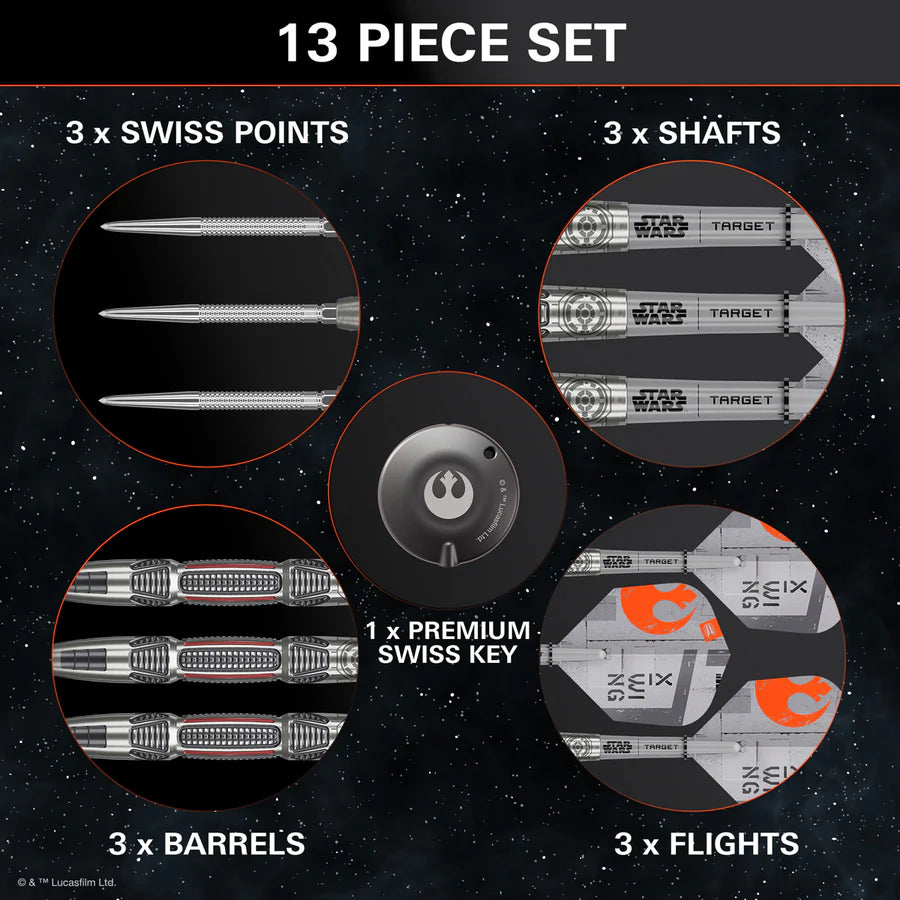 TARGET - STAR WARS - X WING - STEEL TIP DARTS - 90% - 22g/24g/26g