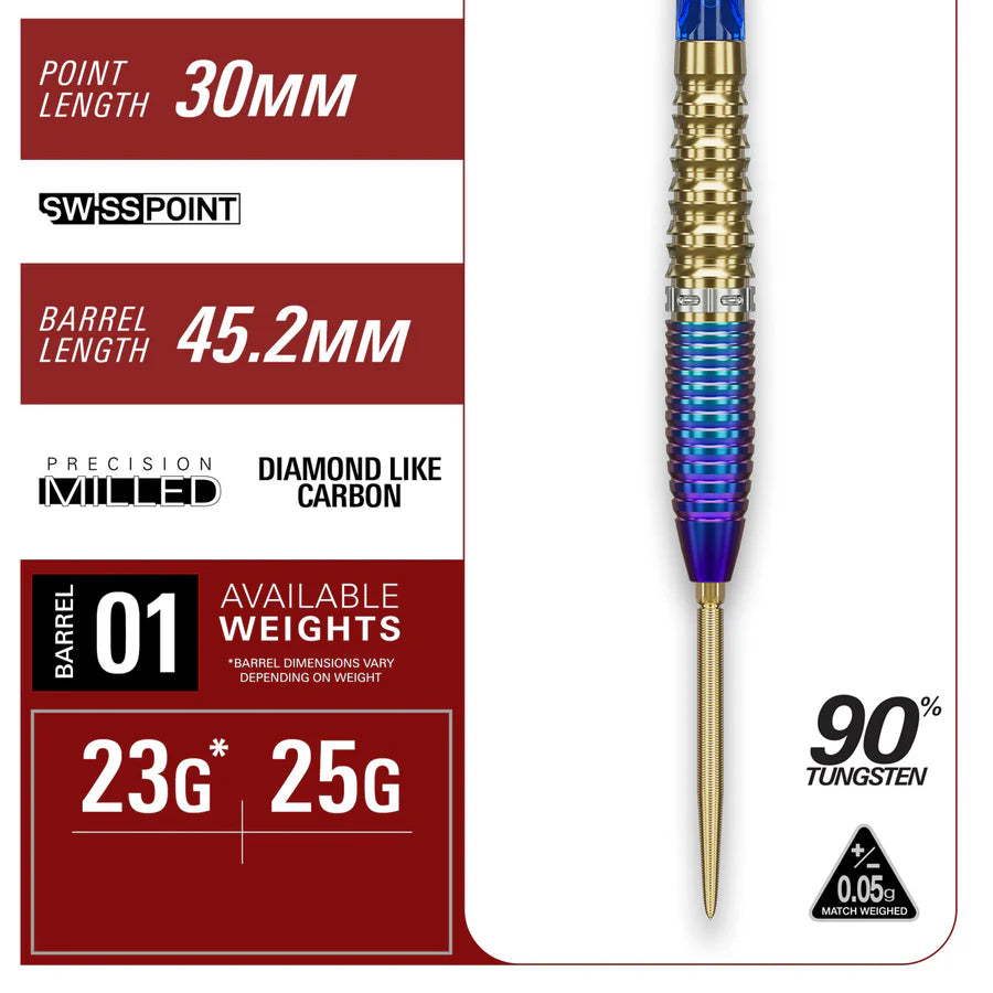 TARGET JAPAN - CHING HO TUNG - PRIME SERIES - ZENITH - G2 - SWISS POINT DARTS - 90% - 23g/25g