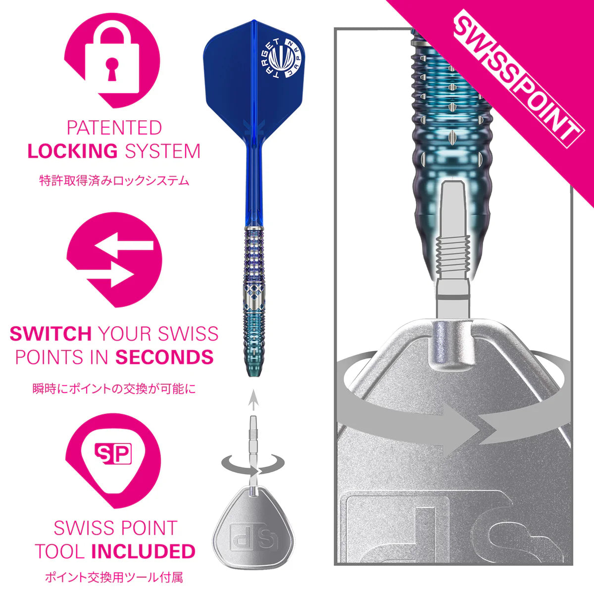 TARGET JAPAN - CATHY LEUNG - CHARIS - G5 - SWISS POINT DARTS - 95% - 22g/24g