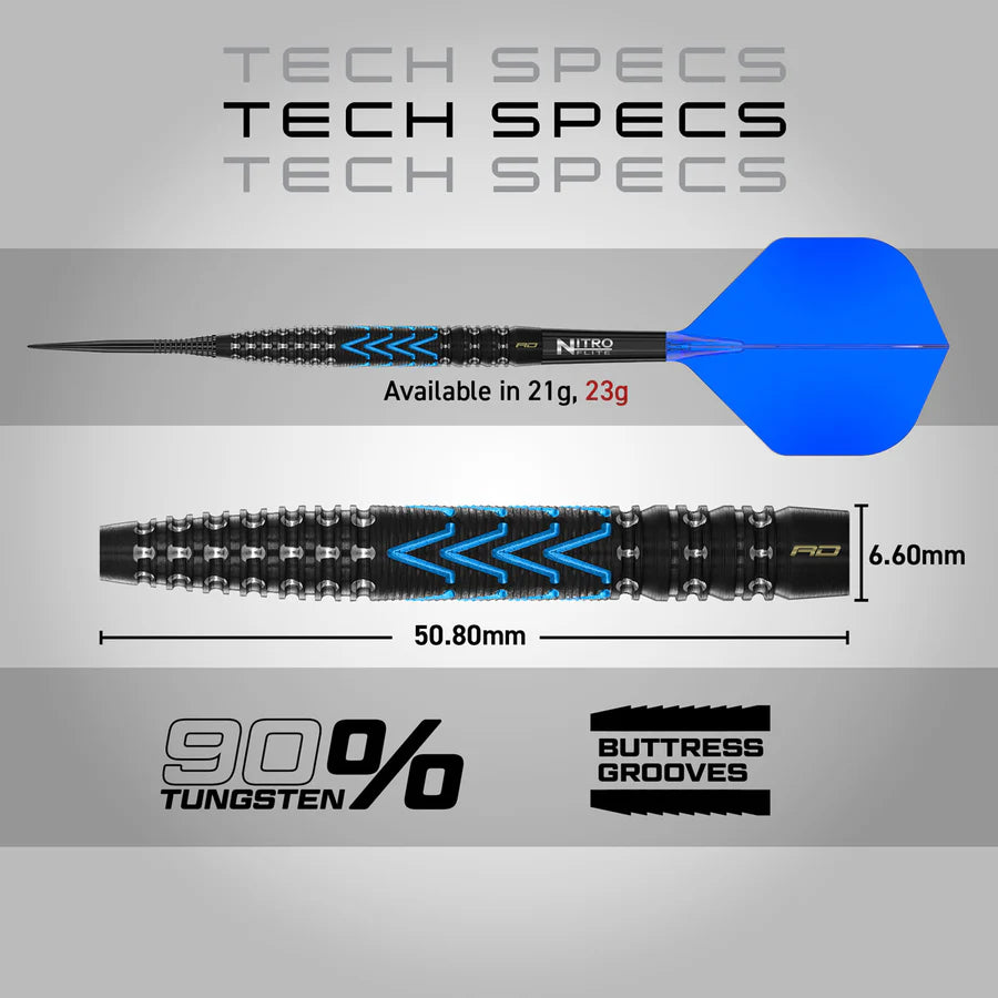 RED DRAGON - AMP - TAPERED - STEEL TIP DARTS - 90% - 21g/23g