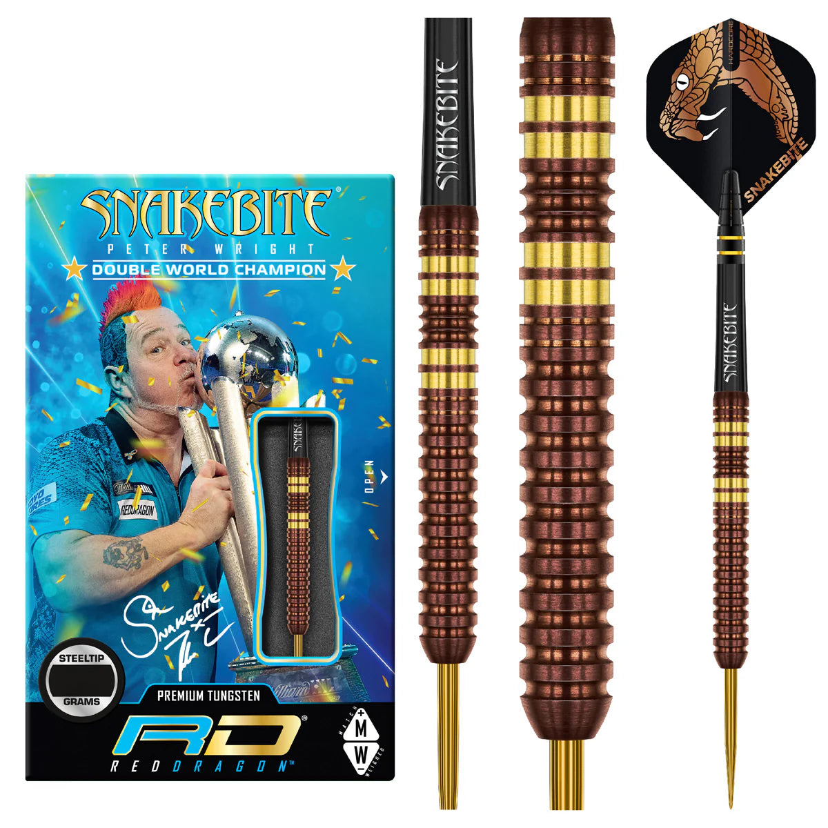 RED DRAGON - PETER WRIGHT 'SNAKEBITE' - COPPER FUSION - STEEL TIP RED DRAGON - PETER WRIGHT 'SNAKEBITE' - COPPER FUSION - STEEL TIP