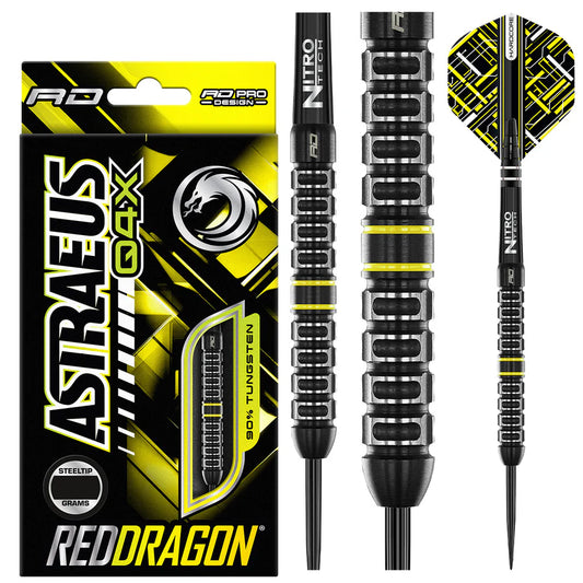 RED DRAGON - ASTRAEUS Q4X - PARALLEL - STEEL TIP DARTS - 90% - 22g/24g/26g