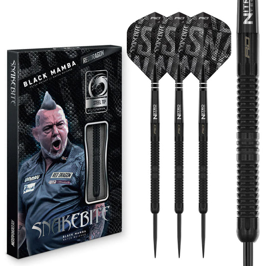 RED DRAGON - PETER WRIGHT 'SNAKEBITE' - BLACK MAMBA - STEEL TIP DARTS - 90% - 22g/24g