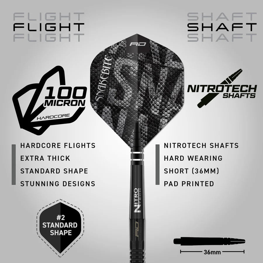 RED DRAGON - PETER WRIGHT - BLACK MAMBA - SNAKEBITE - STEEL TIP DARTS - 90% - 22g/24g