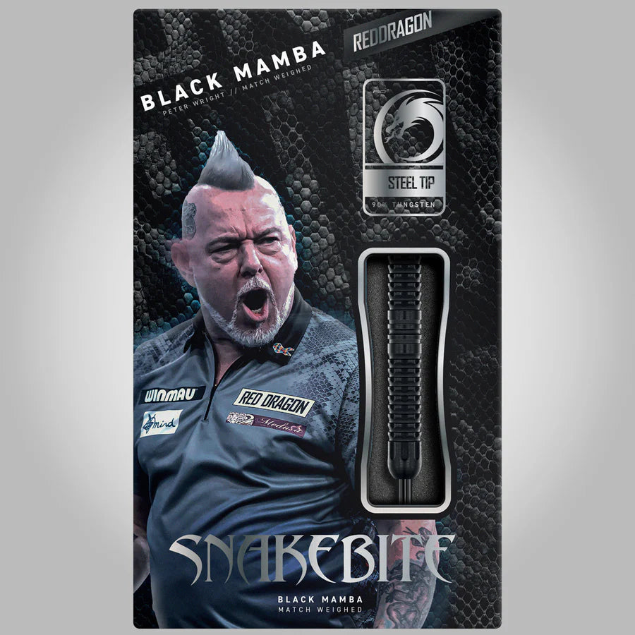 RED DRAGON - PETER WRIGHT - BLACK MAMBA - SNAKEBITE - STEEL TIP DARTS - 90% - 22g/24g