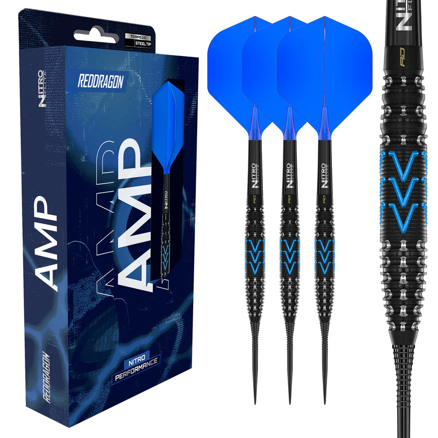 RED DRAGON - AMP - TORPEDO - STEEL TIP DARTS - 90% - 24g/26g