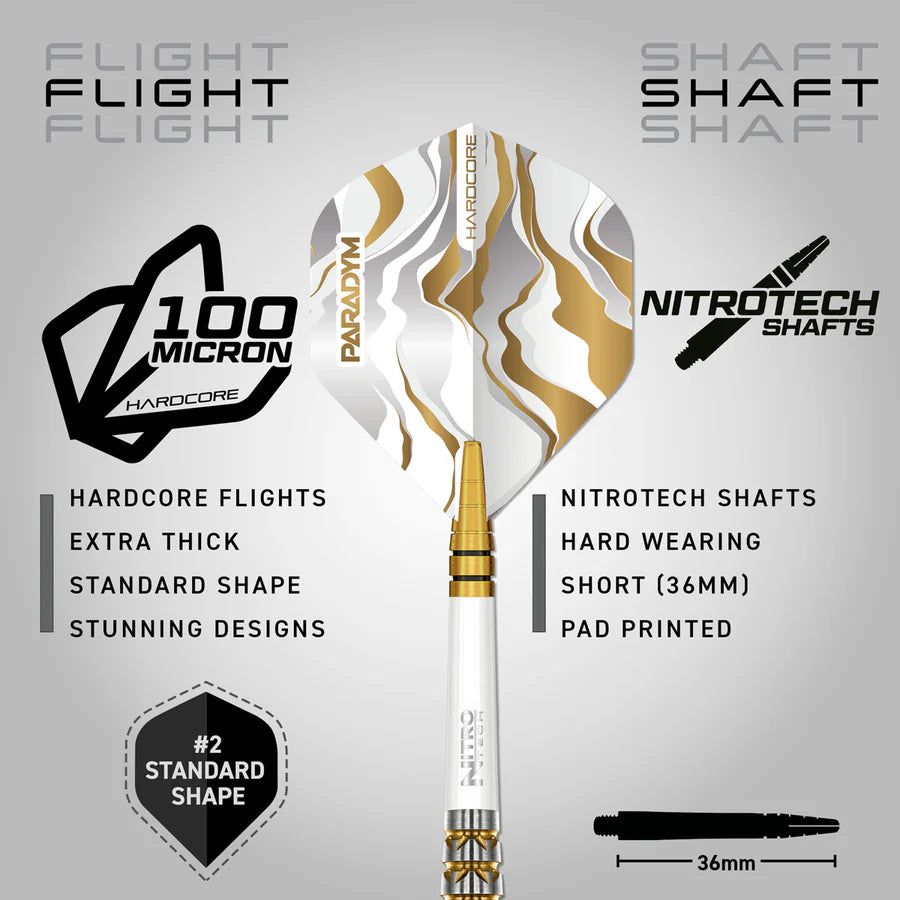 RED DRAGON - PARADYM - GOLD - TORPEDO - STEEL TIP DARTS - 90% - 23g/25g