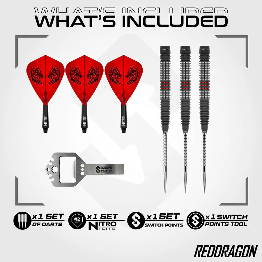 RED DRAGON - JOHNNY CLAYTON - HIRAETH - SWITCH POINT DARTS - 90% - 22g/23g