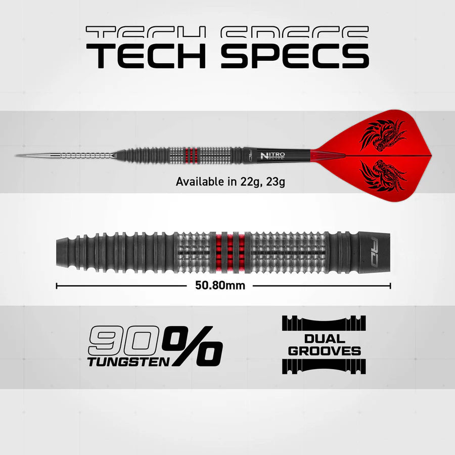 RED DRAGON - JOHNNY CLAYTON - HIRAETH - SWITCH POINT DARTS - 90% - 22g/23g
