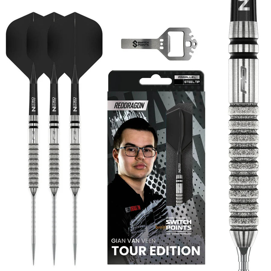 RED DRAGON - GIAN VAN VEEN - TOUR EDITION - SWITCH POINT DARTS - 90% - 21g
