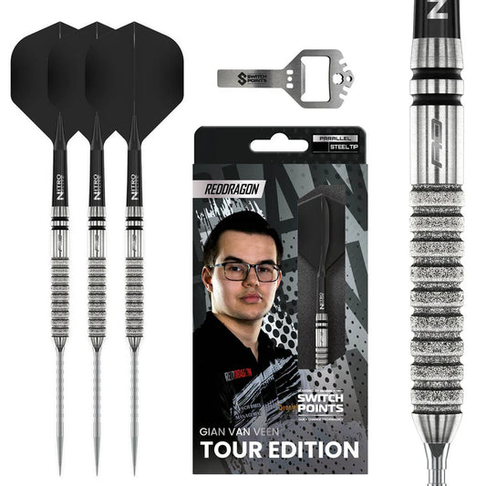 RED DRAGON - GIAN VAN VEEN - TOUR EDITION - SWITCH POINT DARTS - 90% - 21g