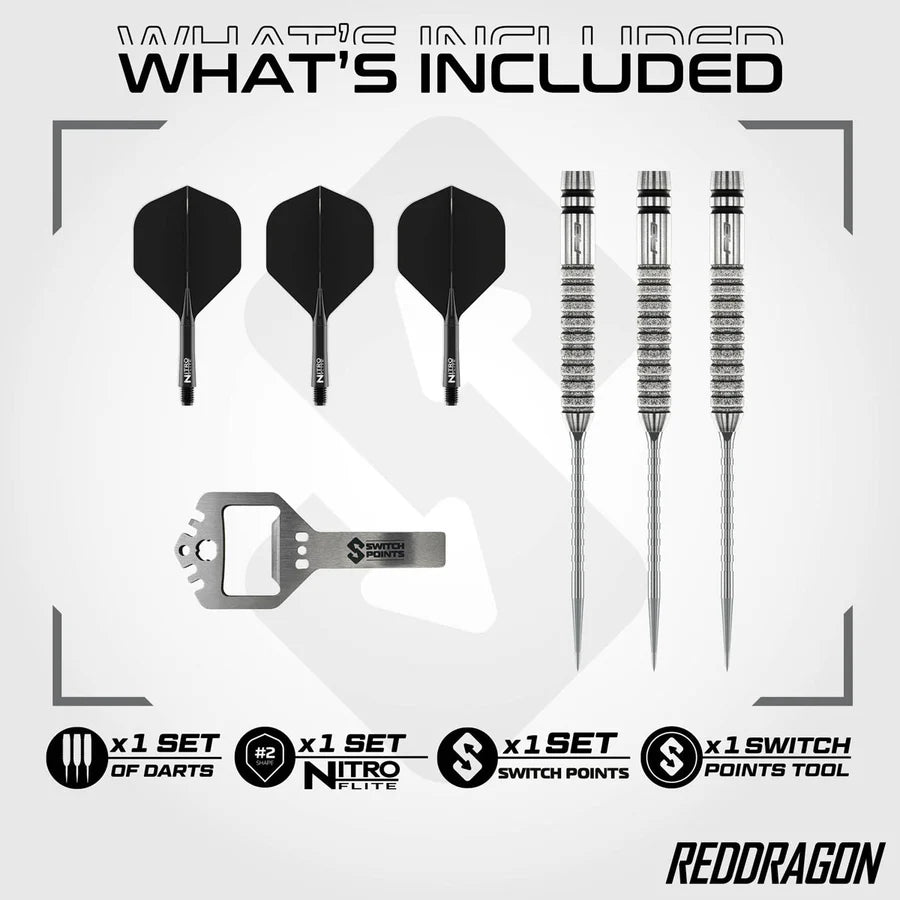 RED DRAGON - GIAN VAN VEEN - TOUR EDITION - SWITCH POINT DARTS - 90% - 21g