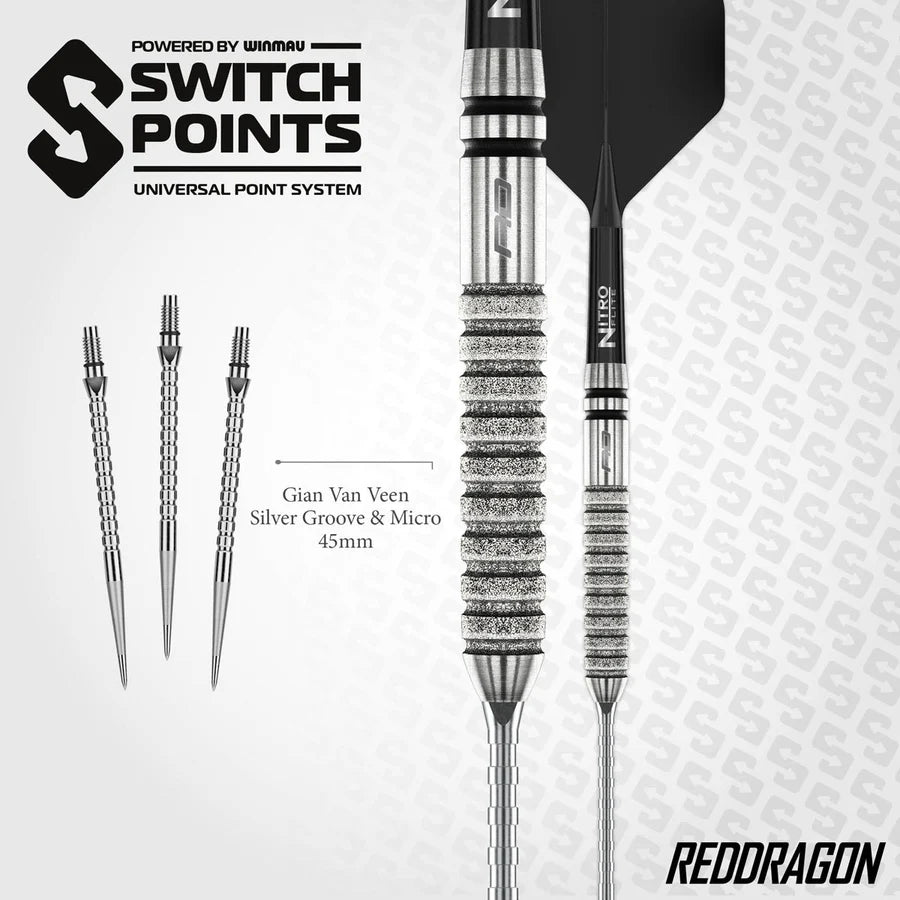 RED DRAGON - GIAN VAN VEEN - TOUR EDITION - SWITCH POINT DARTS - 90% - 21g