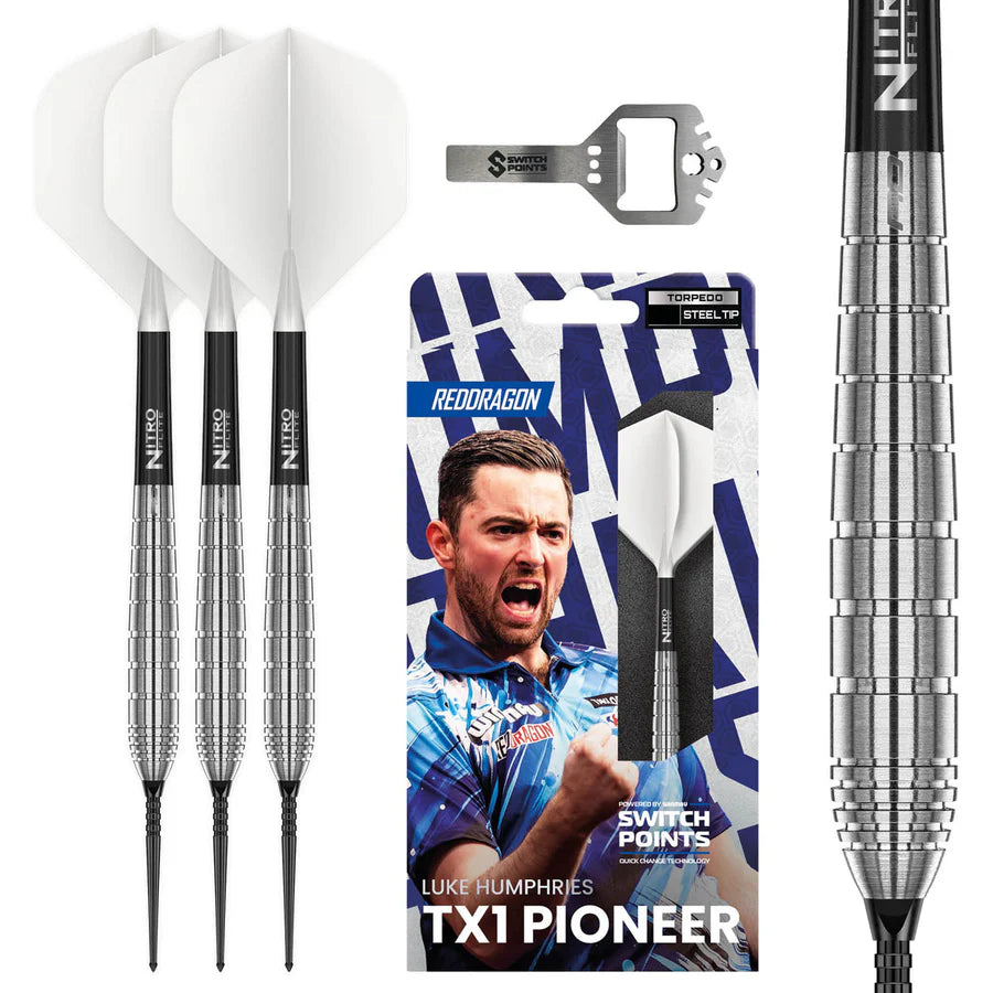RED DRAGON - LUKE HUMPHRIES - TX1 PIONEER - SWITCH POINT DARTS - 90% - 22g/24g