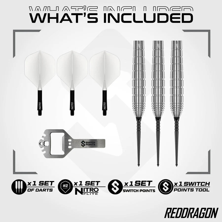 RED DRAGON - LUKE HUMPHRIES - TX1 PIONEER - SWITCH POINT DARTS - 90% - 22g/24g