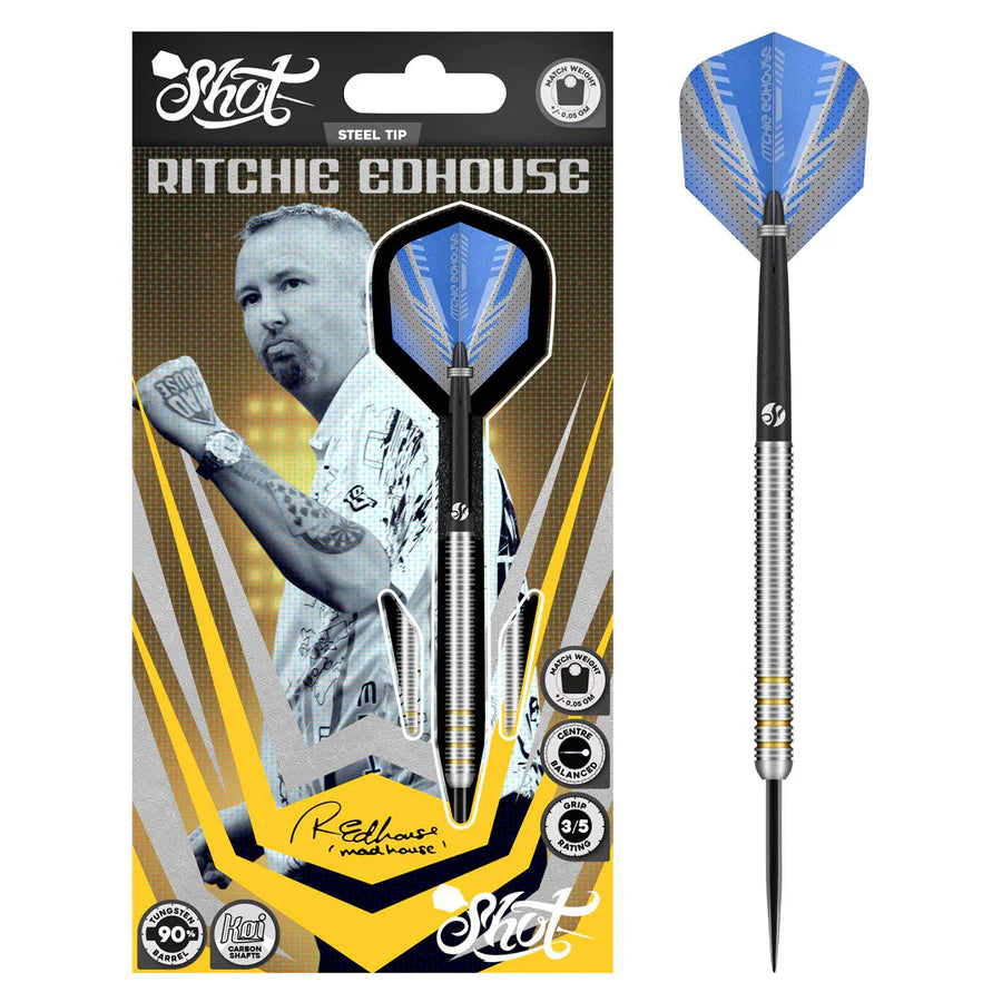 SHOT - RICHIE EDHOUSE - v1 - PRO SERIES - 90% - STEEL TIP DARTS - 23g/24g