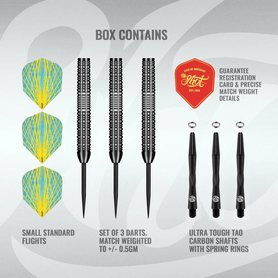 SHOT - ROWBY JOHN RODRIGUEZ - BAHA - PRO SERIES - 90% - STEEL TIP DARTS - 25g
