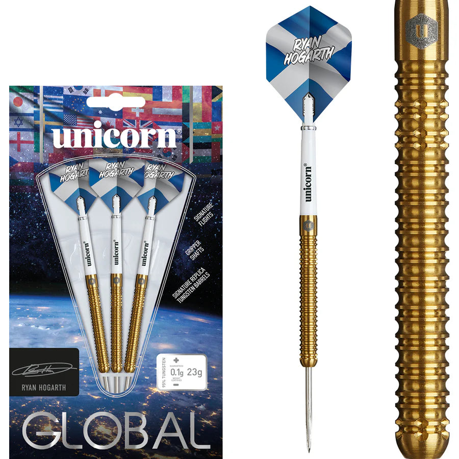 UNICORN - RYAN HOGARTH - GLOBAL SERIES - STEEL TIP DARTS - 95% - 23g