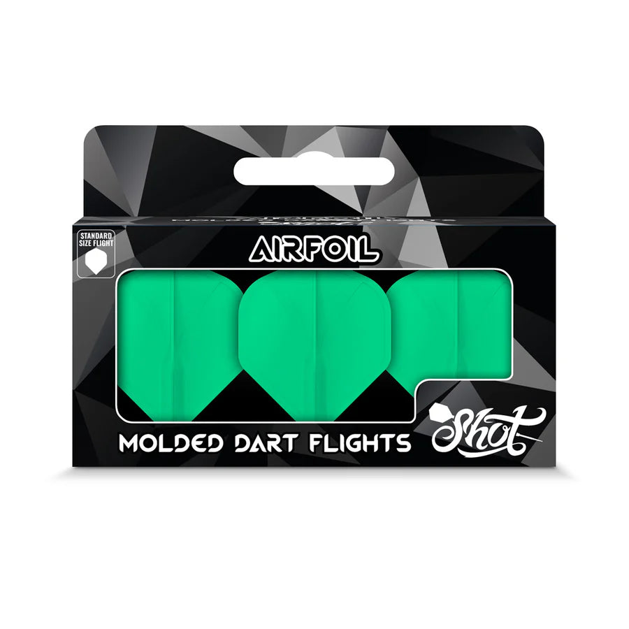 SHOT - AIRFOIL - MOULDED DART FLIGHTS - STANDARD (No.2) - GREEN