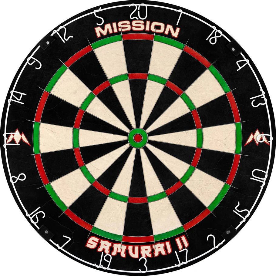 MISSION - DARTBOARD SET -  SAMURAI II + PRO SURROUND + THROWLINE + 6 DARTS