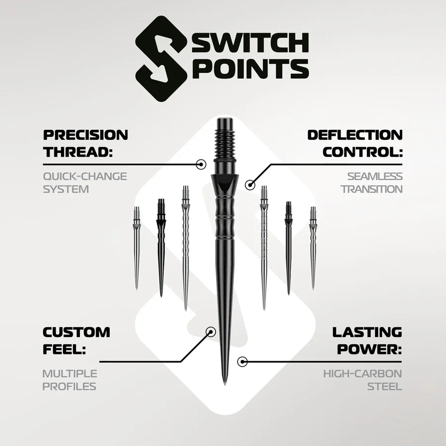 WINMAU - SWITCH POINTS - GROOVE - BLACK/SILVER - 26mm/30mm/40mm