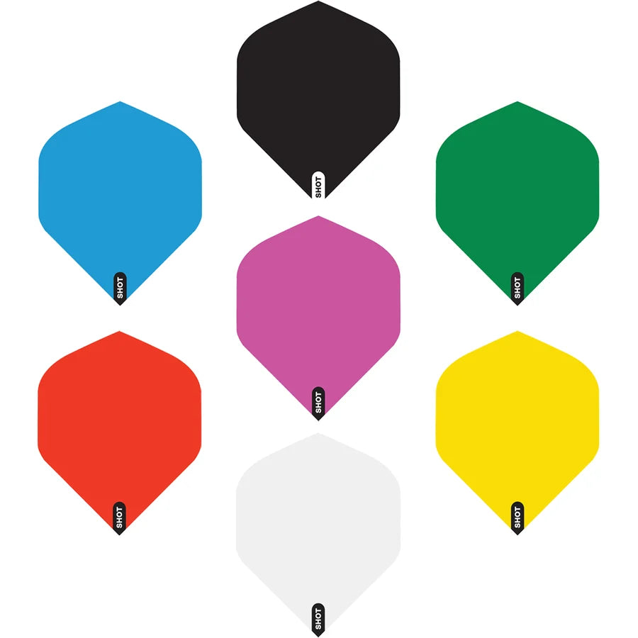 SHOT - MONO - DART FLIGHTS - STANDARD (No.2) - 100 MICRON - VARIOUS COLOURS