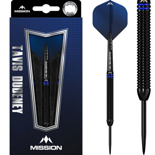 MISSION - TAVIS DUDENEY - BLACK PVD - STEEL TIP DARTS - 90% - 22g/24g