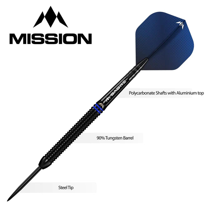 MISSION - TAVIS DUDENEY - BLACK PVD - STEEL TIP DARTS - 90% - 22g/24g
