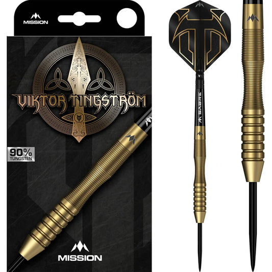 MISSION - VIKTOR TINGSTROM - GOLD - STEEL TIP DARTS - 90% - 22g/24g