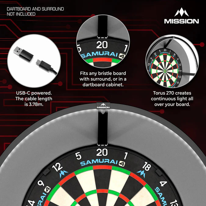MISSION - TORUS 270 -  USB C - LED DARTBOARD LIGHTING SYSTEM