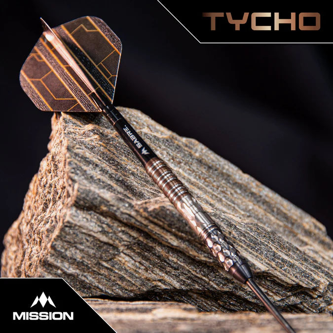 MISSION - TYCHO - BLACK & BRONZE PVD - STEEL TIP DARTS - 95% - 22g/24g/26g