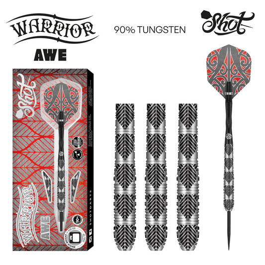 SHOT - WARRIOR - AWE - 90% - STEEL TIP DARTS - 22g/23g/24g/26g