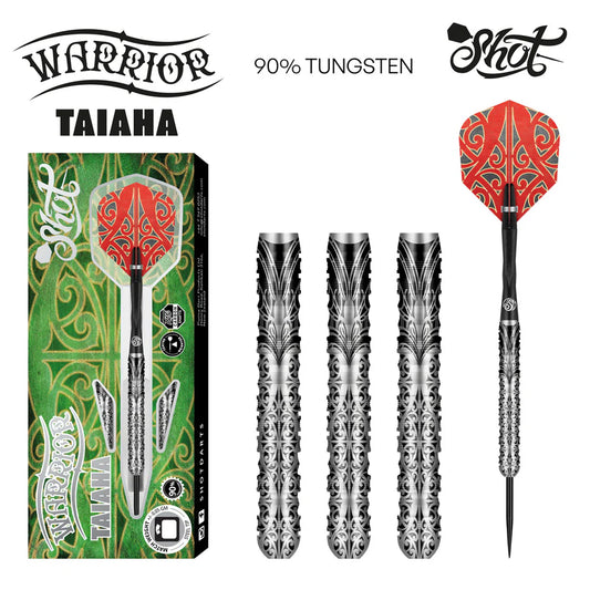 SHOT - WARRIOR - TAIAHA - 90% - STEEL TIP DARTS - 21g/23g/24g/26g/28g/30g