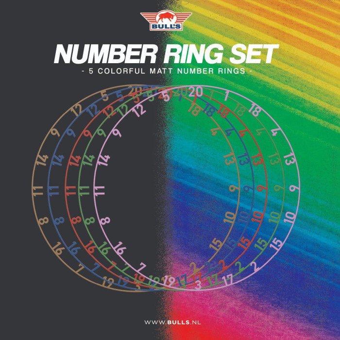 BULL'S (NL) - NUMBER RING SET - QTY 5 - COLOURFUL METAL NUMBER RINGS