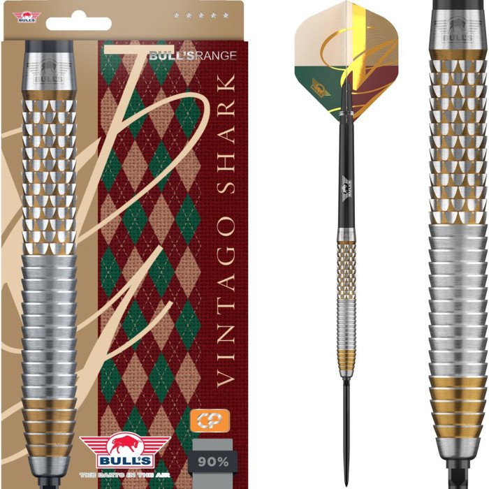 BULL'S (NL) - VINTAGO - SHARK - CP STEEL TIP POINT DARTS - 90% - 22g/23g/24g/27g