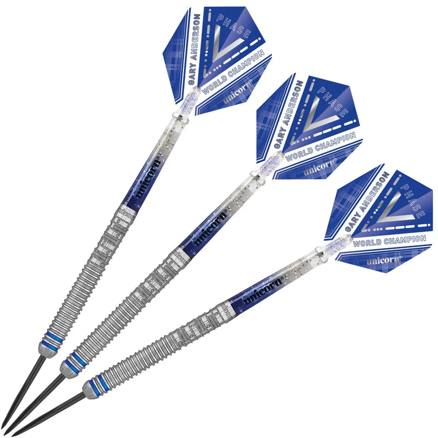 UNICORN - GARY ANDERSON - PHASE 5 - WORLD CHAMPION - STEEL TIP DARTS - 90% - 21g/22g/23g/24g/25g