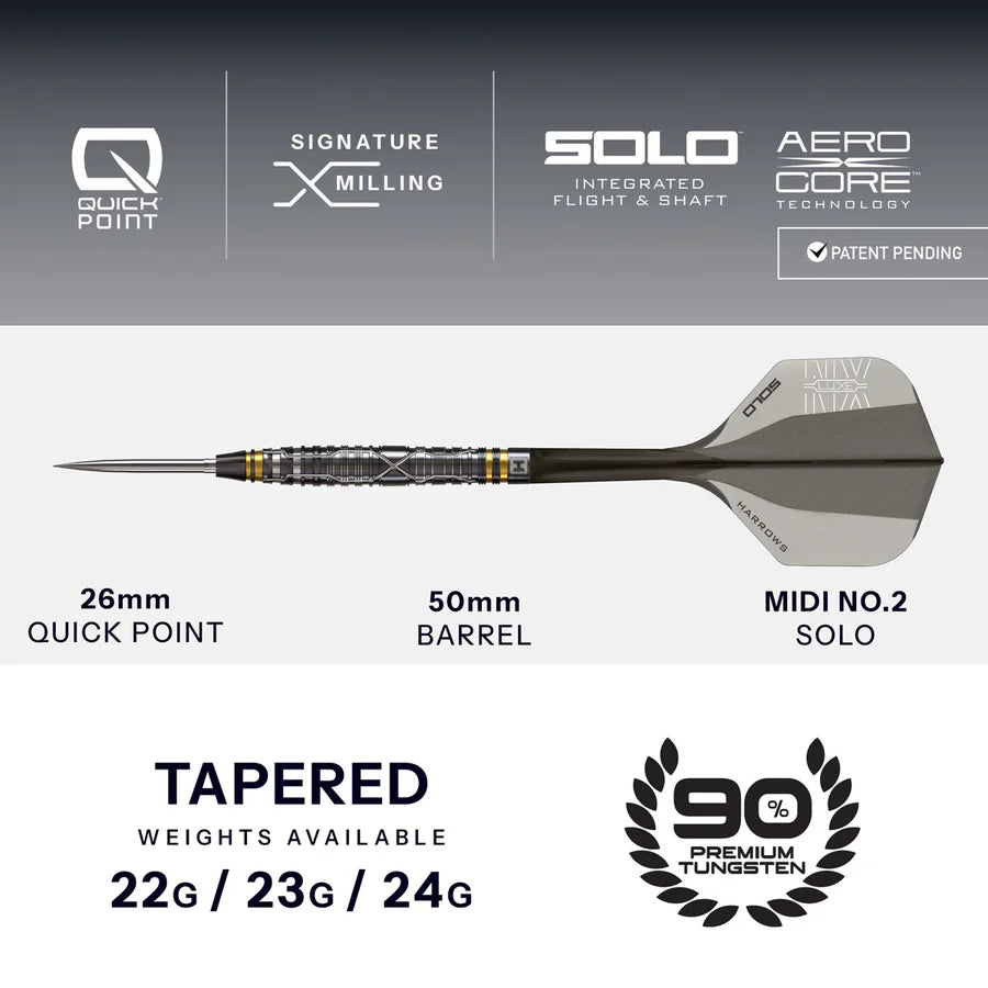 HARROWS - NX LUXE - QUICK POINT DARTS - 90% - 22g/23g/24g