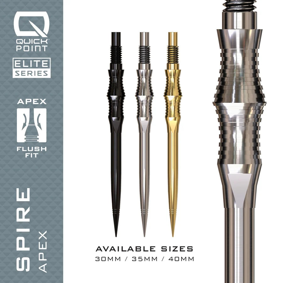 HARROWS - QUICK POINTS - APEX SPIRE - SPARE/REPLACEMENT QUICK POINTS - BLACK/SILVER/GOLD - 30mm/35mm/40mm
