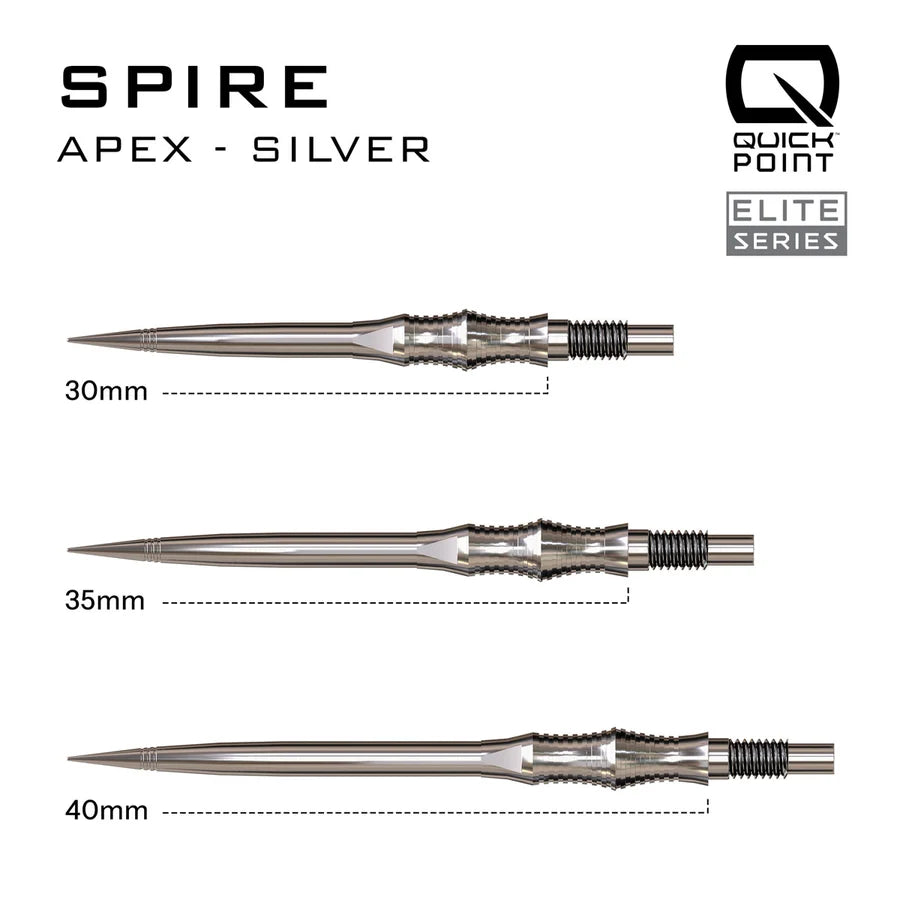 HARROWS - QUICK POINTS - APEX SPIRE - SPARE/REPLACEMENT QUICK POINTS - BLACK/SILVER/GOLD - 30mm/35mm/40mm