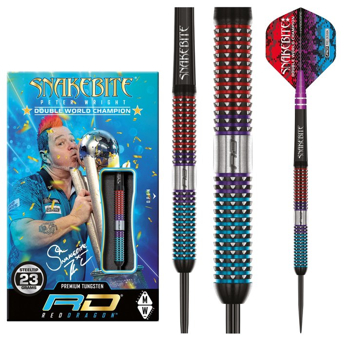 RED DRAGON - PETER WRIGHT - SPIRIT - SNAKEBITE - STEEL TIP DARTS - 90% - 21g/23g/25g