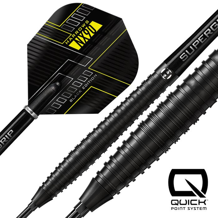 HARROWS - NX90 - BLACK TAPERED - QUICK POINTS - 90% - 21g/22g/23g/24g/25g/26g