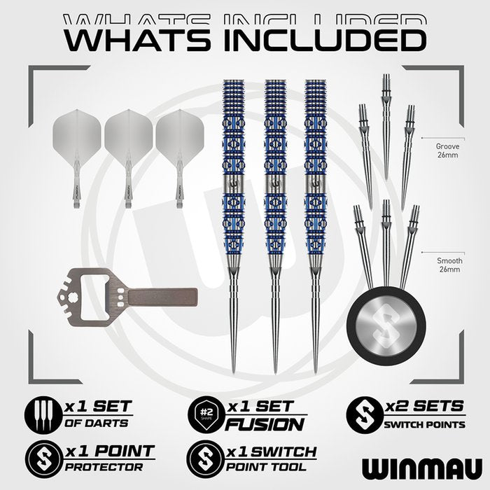 WINMAU - LUNARIS - TAPERED - WINMAU SWITCH POINT DARTS - 90% - 22g/24g