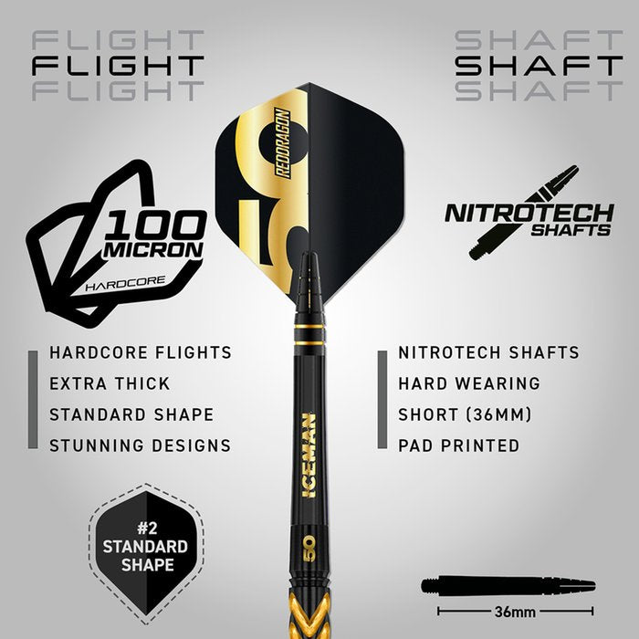 RED DRAGON - GERWYN PRICE  - 50 YEAR ANNIVERSAR - STEEL TIP DARTS - 90% - 23g