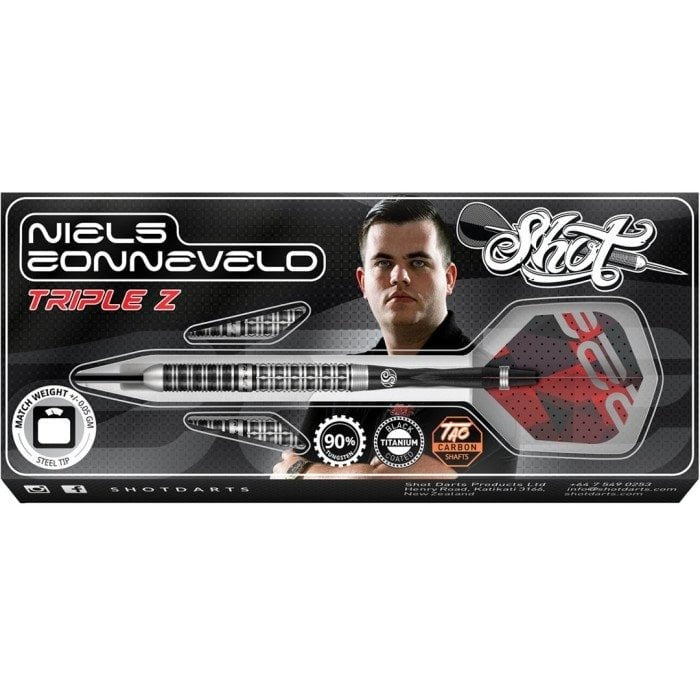 SHOT - NIELS ZONNEVELD - v2 - PRO SERIES - 90% - STEEL TIP DARTS - 23g/24g